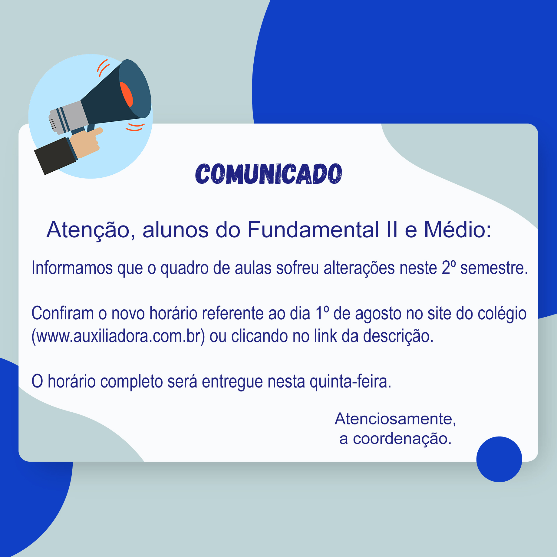 Novo Quadro de Aulas - Fund II e Médio
