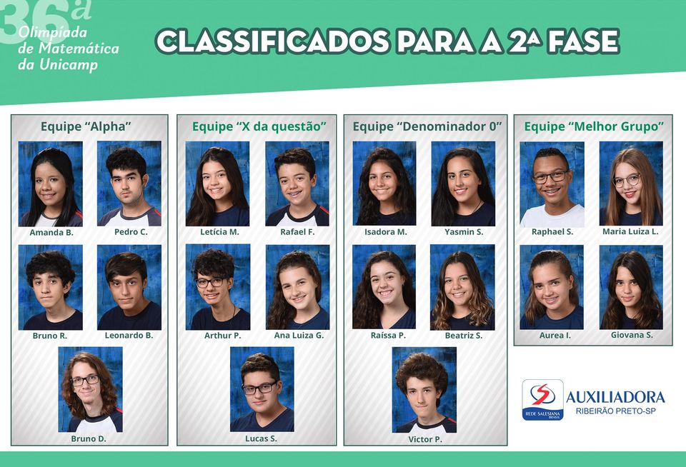 Dezenove alunos avançam para a 2ª fase da OMU